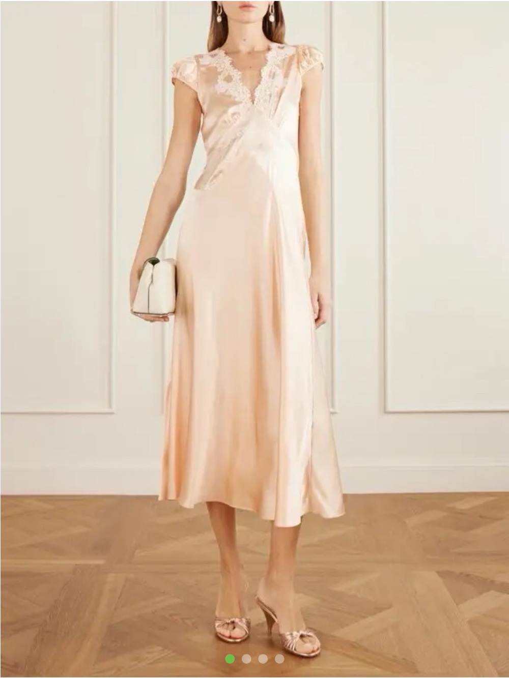 Doen Satin Bias Midi Dress in Blush Peach